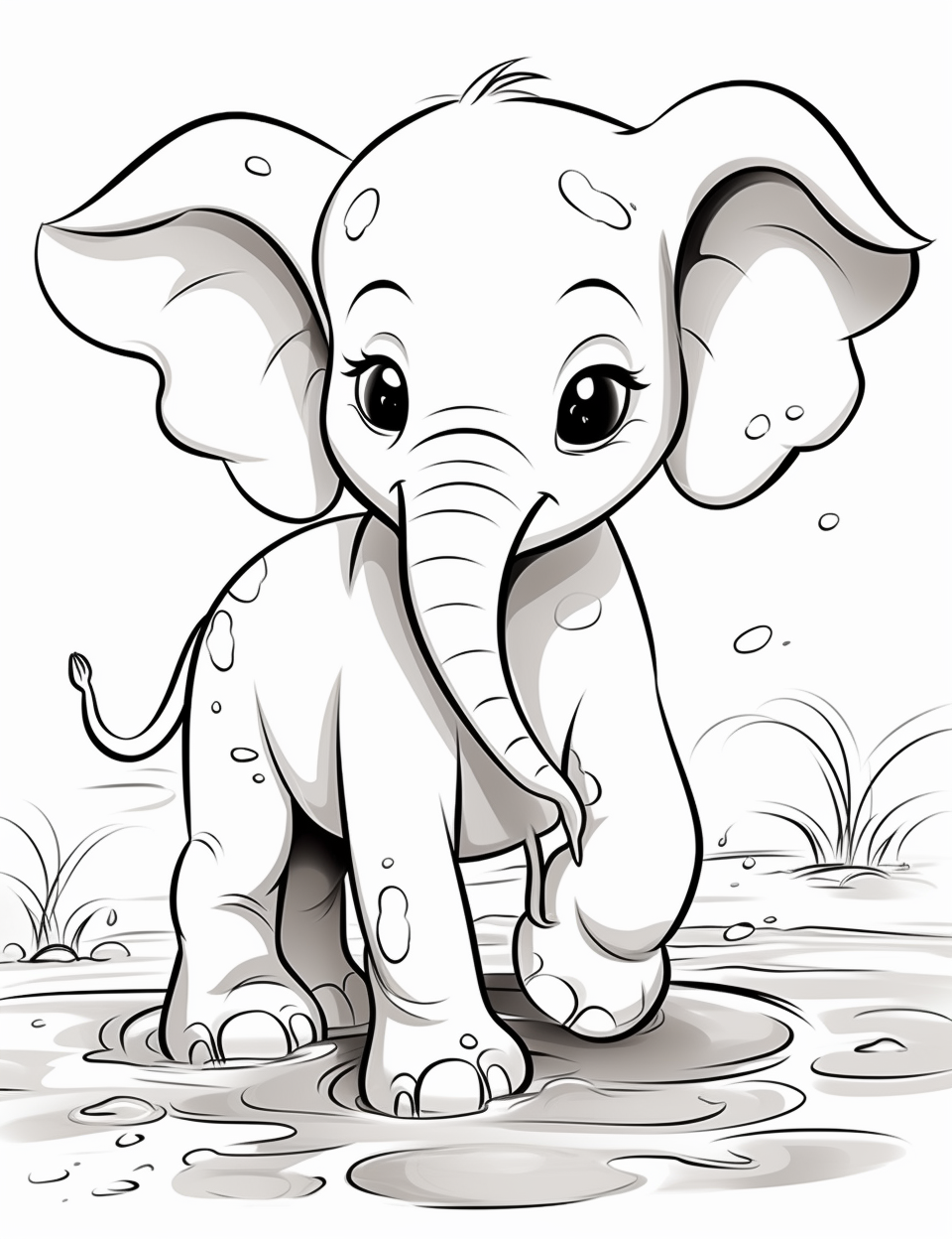 cute baby elephant playing in mud