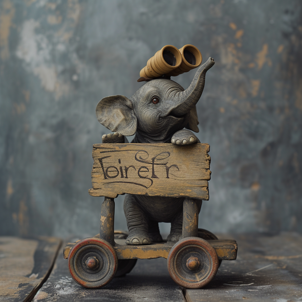 Baby Elephant Wooden Trolly Sign