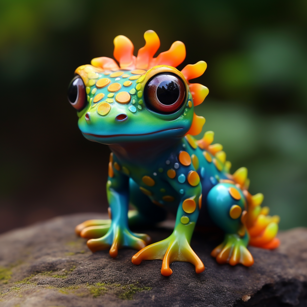 Cute colorful baby frog salamander kobold