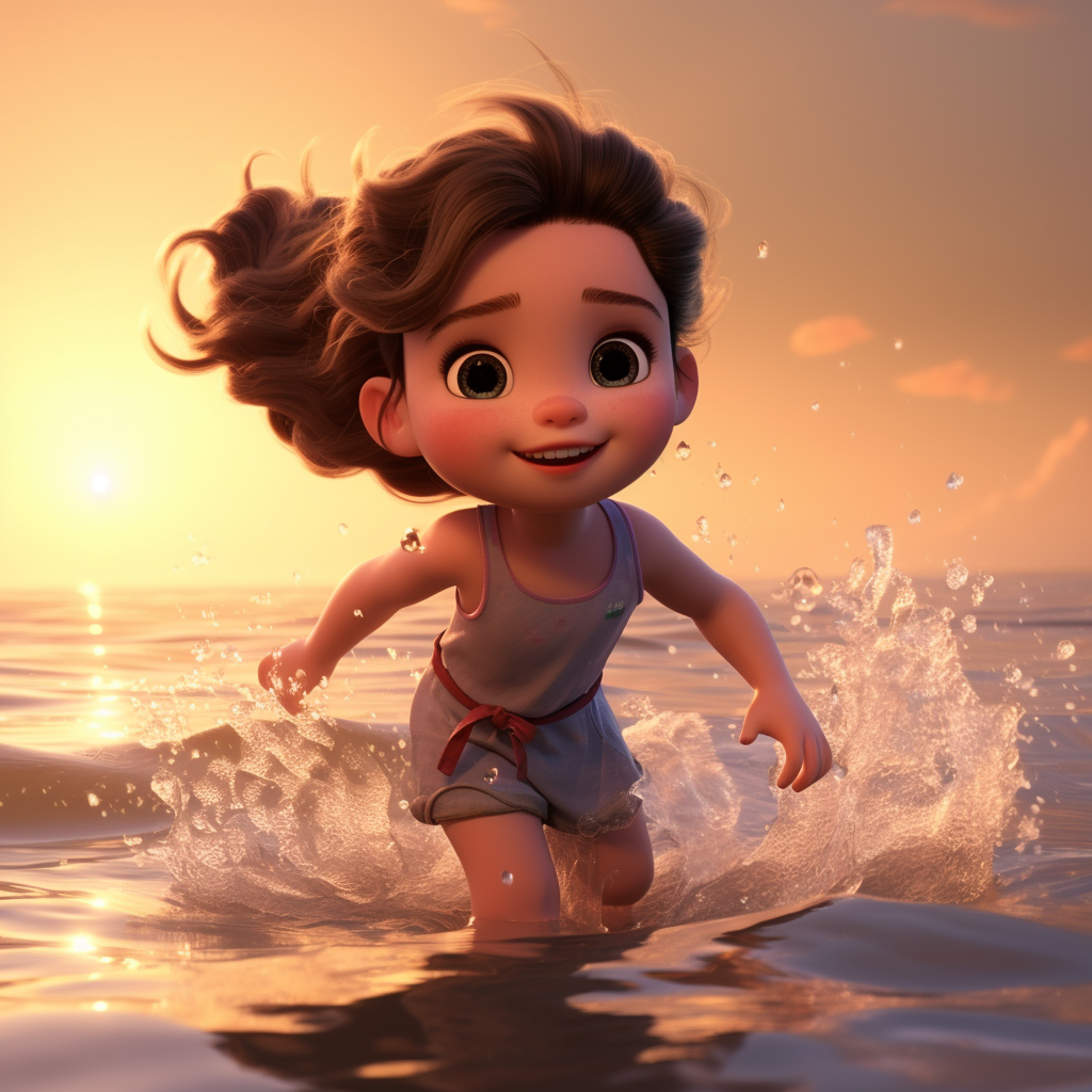 Adorable baby girl playing in the water