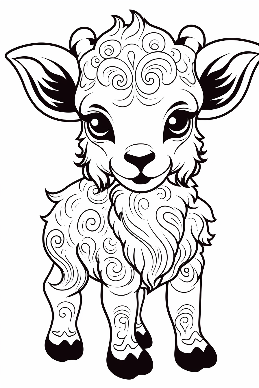 Baby Goat Mandala Coloring Page