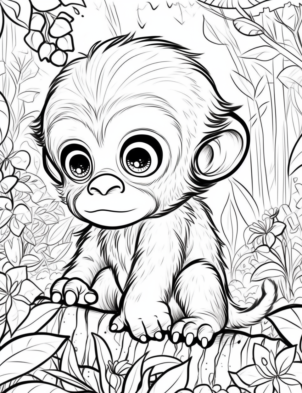 Cute baby gorilla in chibi style