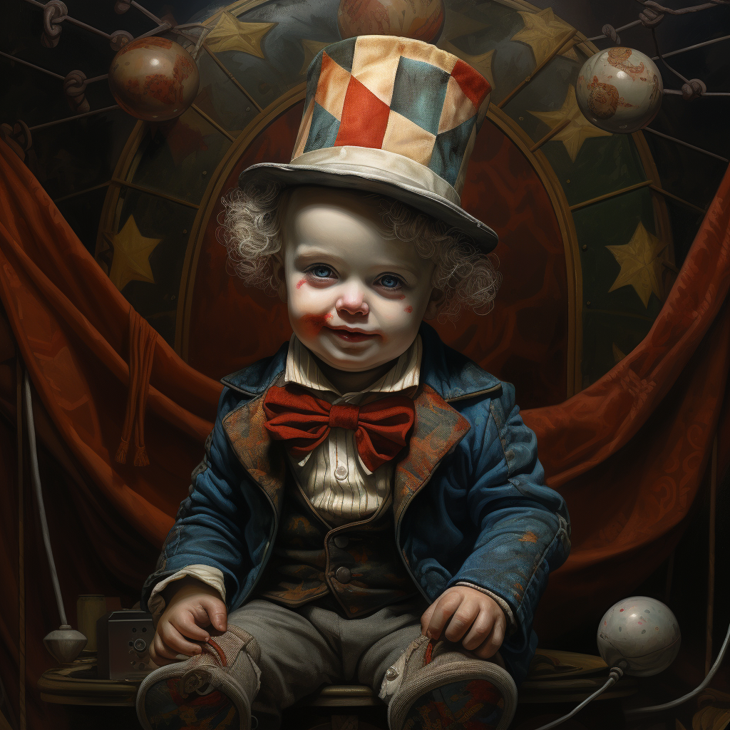 Adorable baby joker in lost circus