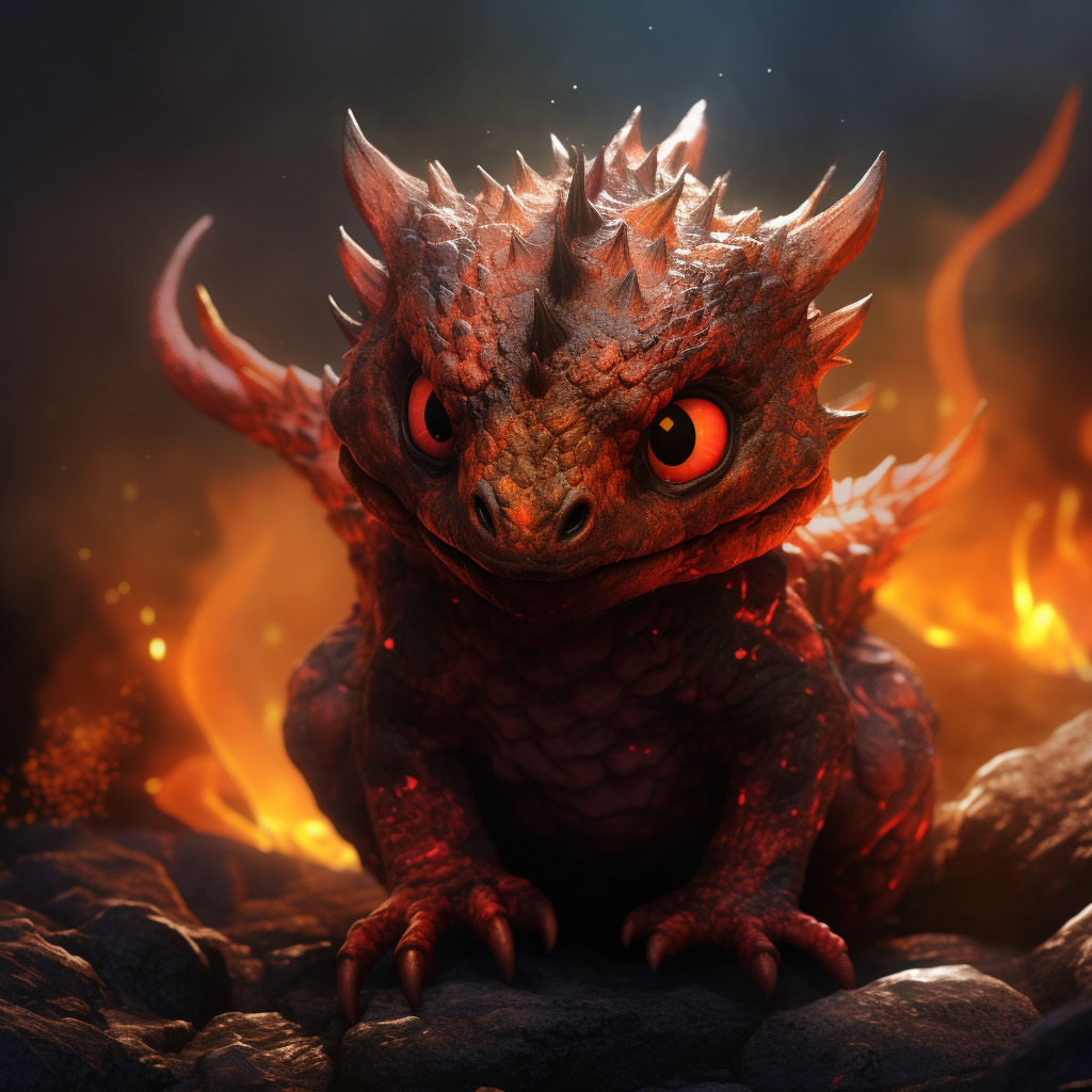 Cute baby lava wyrm digital art