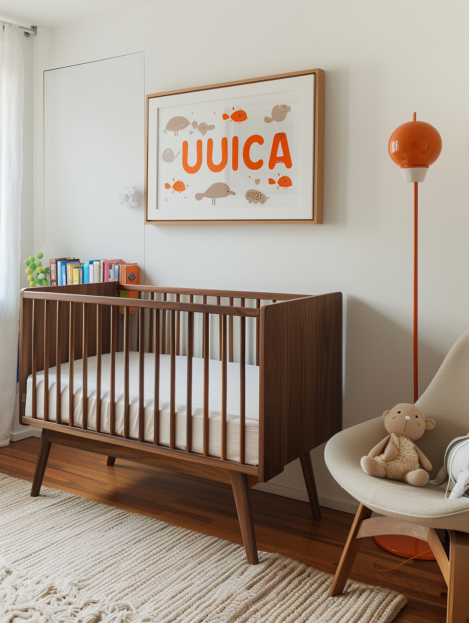 Baby nursery wall with crib Luca