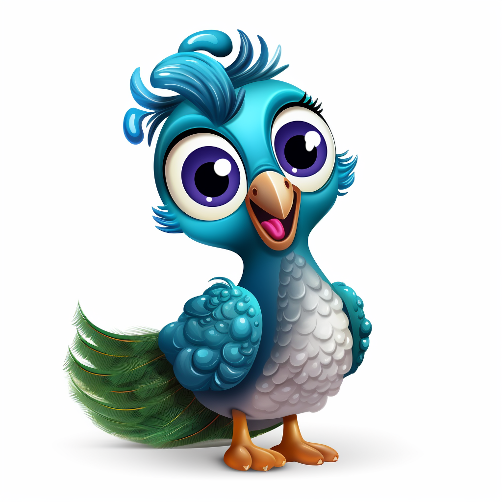 Cartoon baby peacock celebrating Christmas