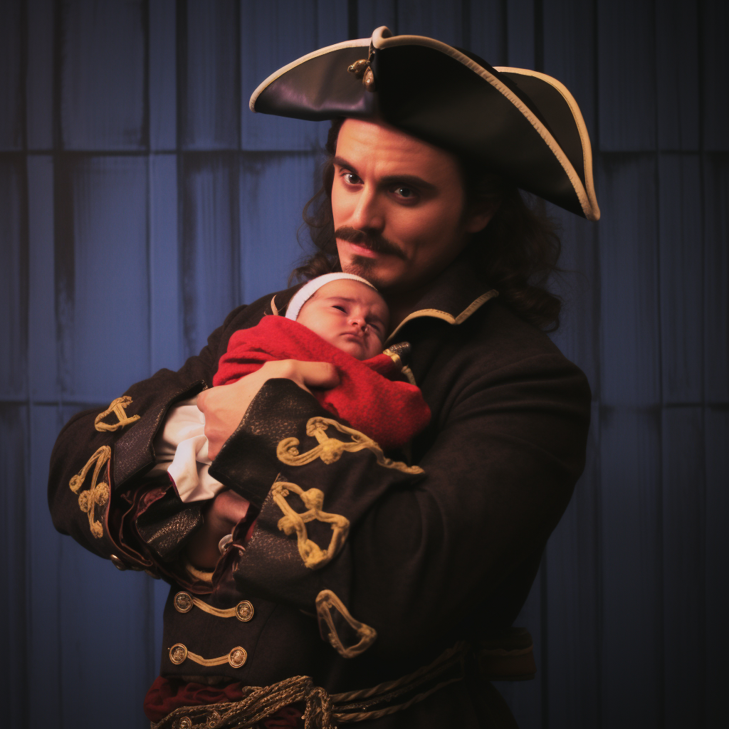 Adorable baby holding Captain Hook