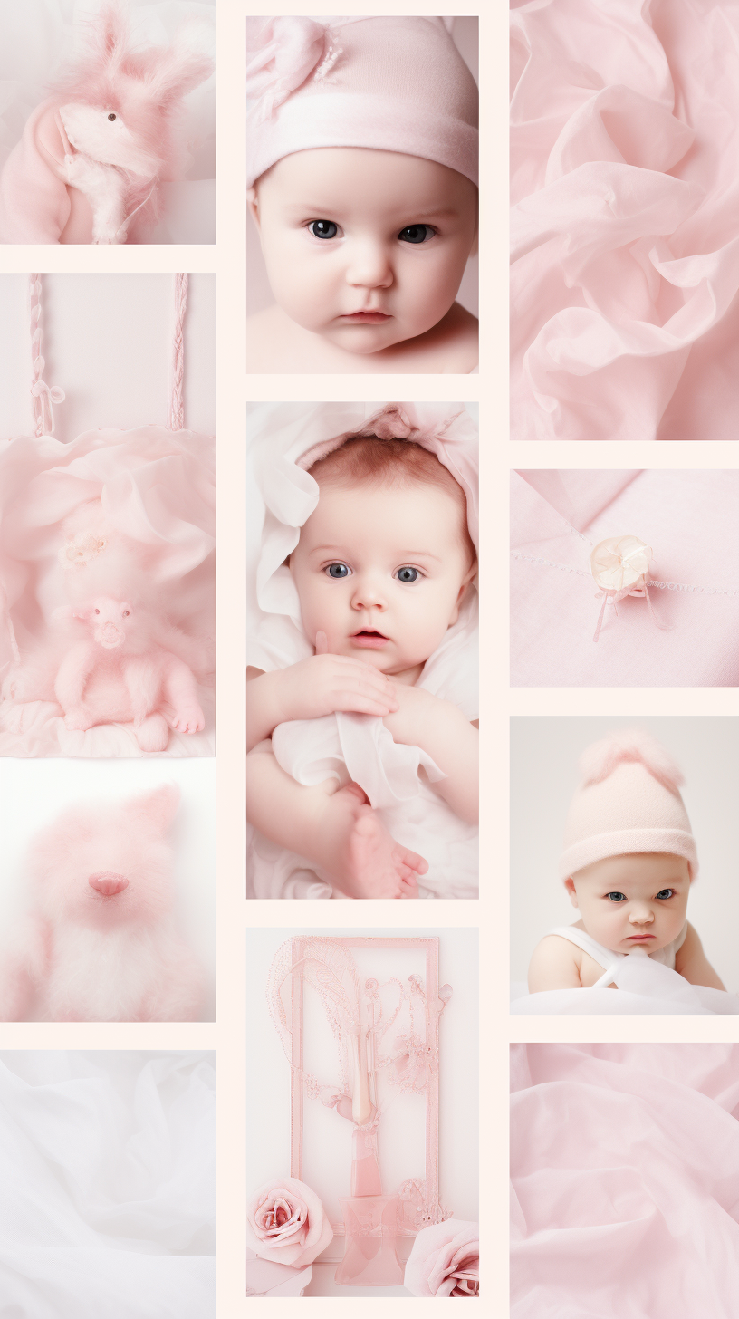 Adorable baby pink photo collage