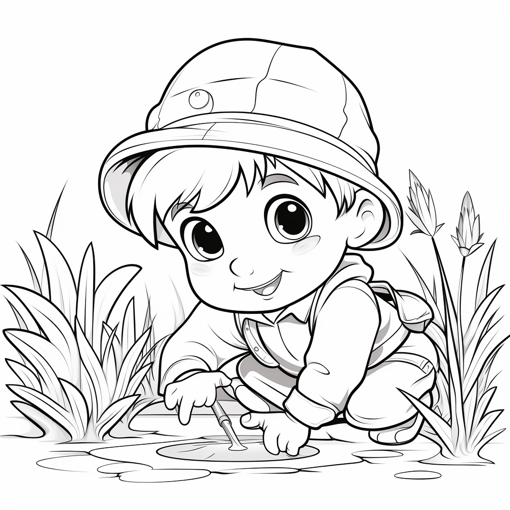 Baby Sneak in Grass Cartoon