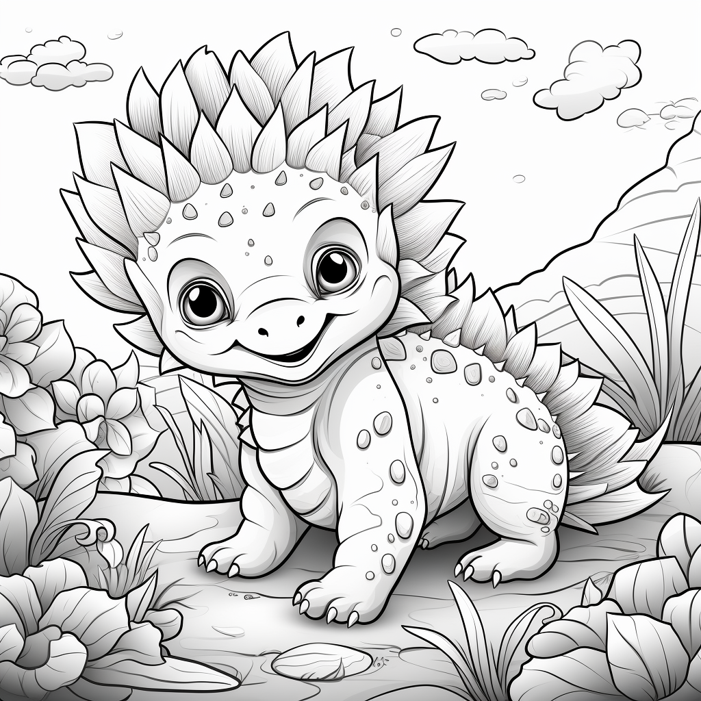 Baby Stegosaurus Coloring Page