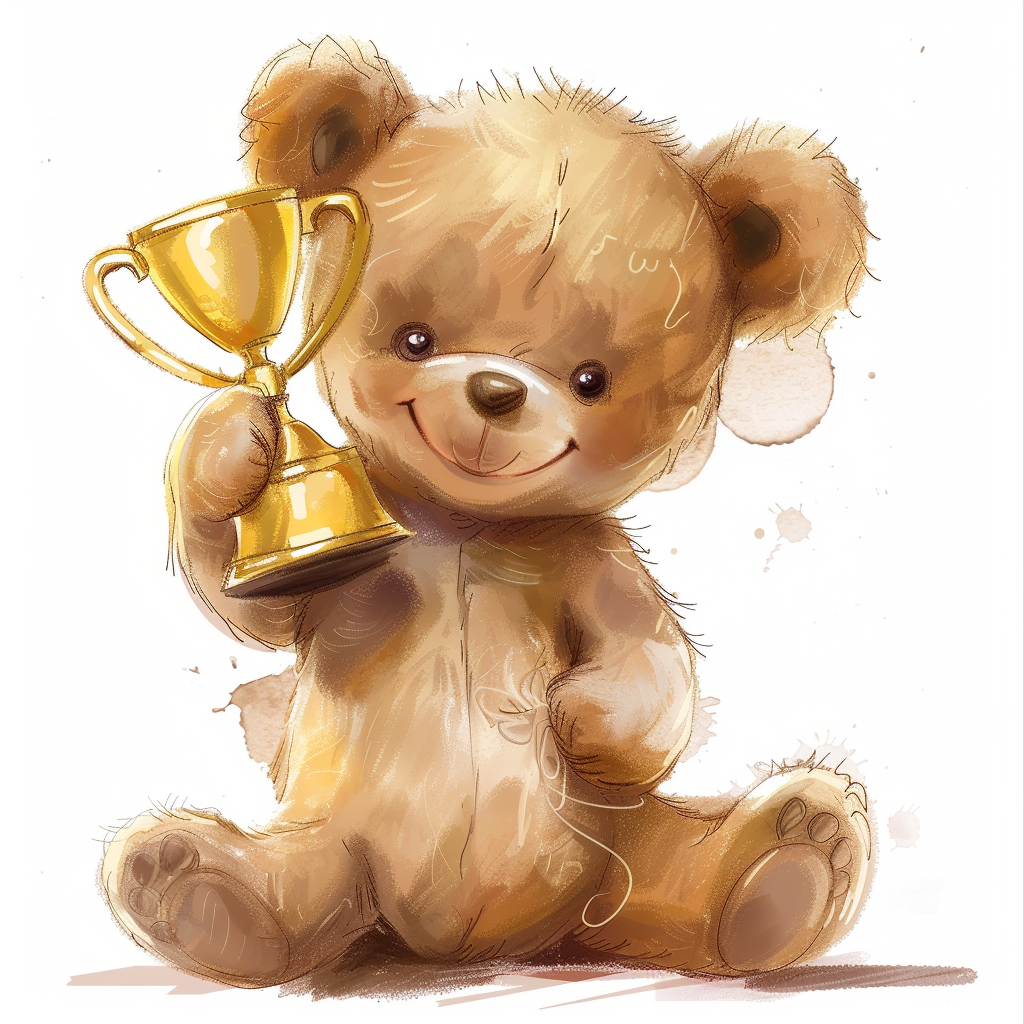 Adorable baby teddy bear trophy