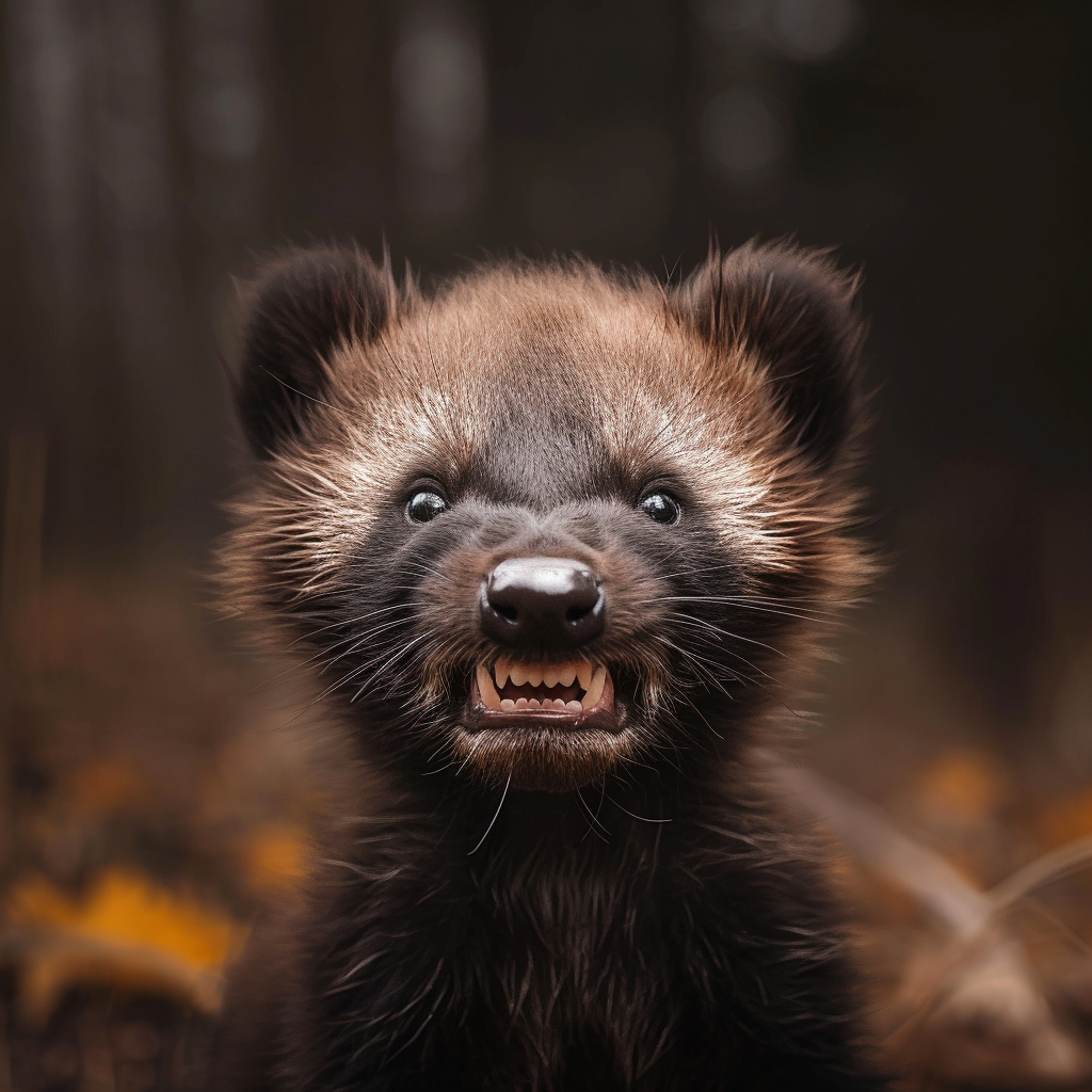 Baby wolverine with scary expression