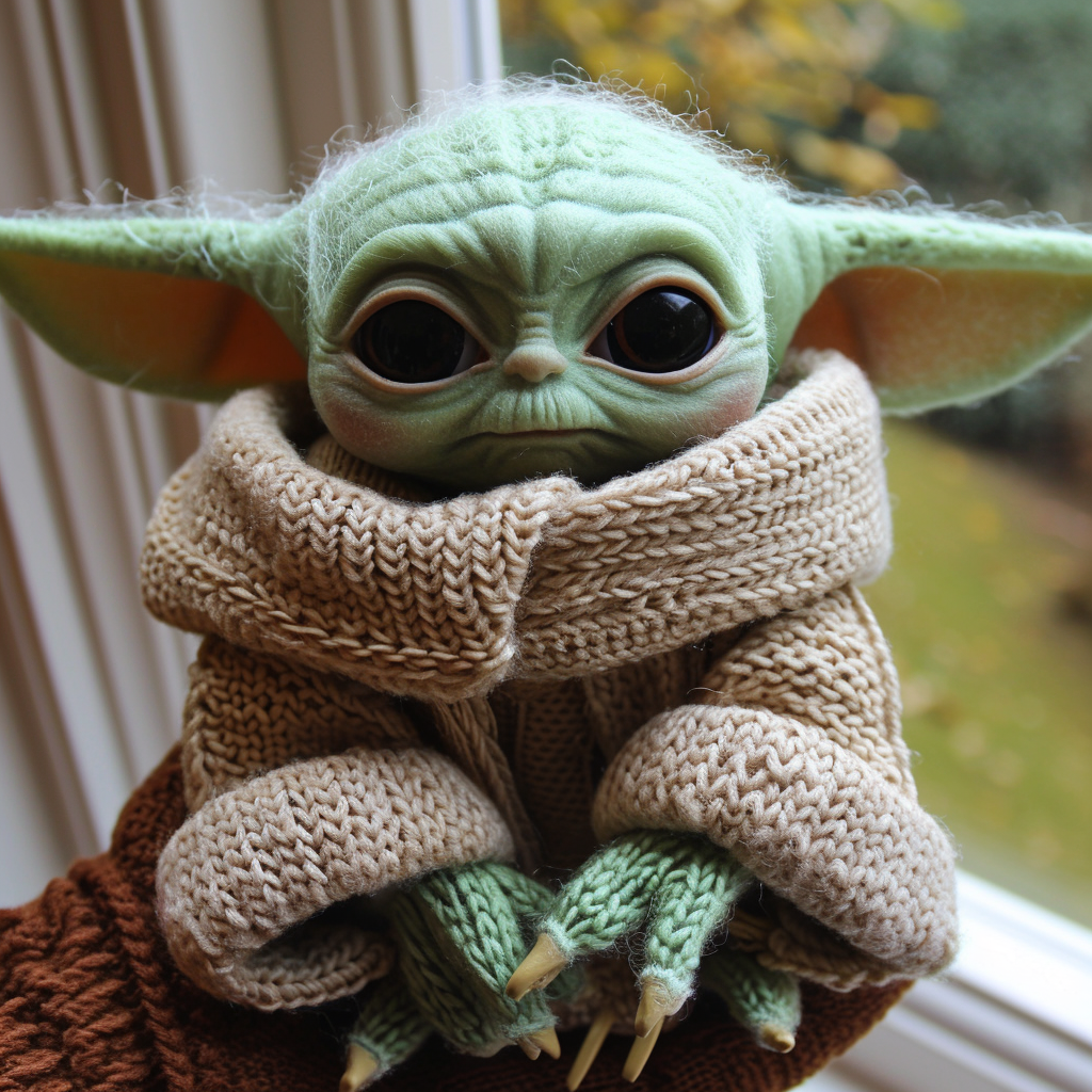 Baby Yoda knitted doll image