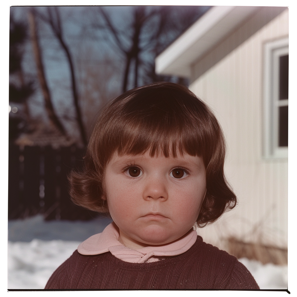 Portrait of Baby Coy Ann Richardson in Winter Backyard