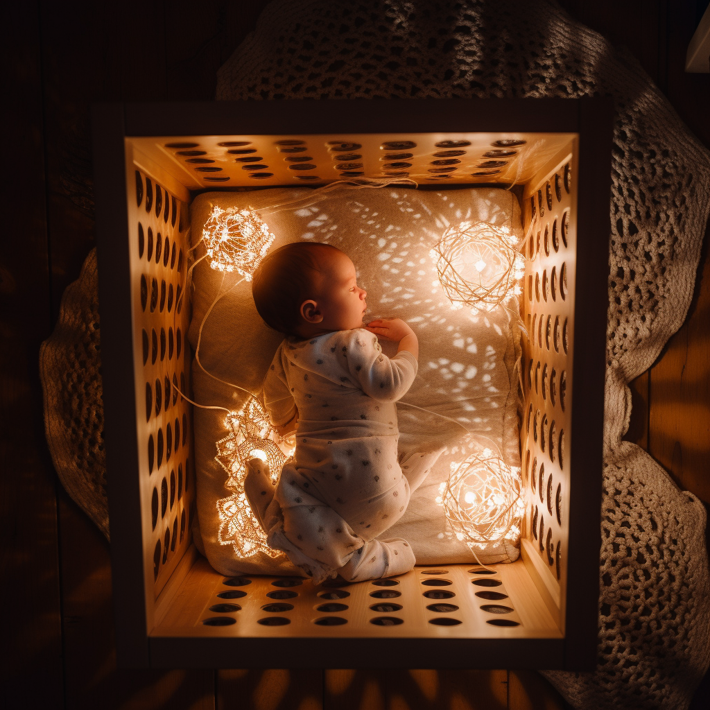 Baby girl peacefully sleeping in cozy crib