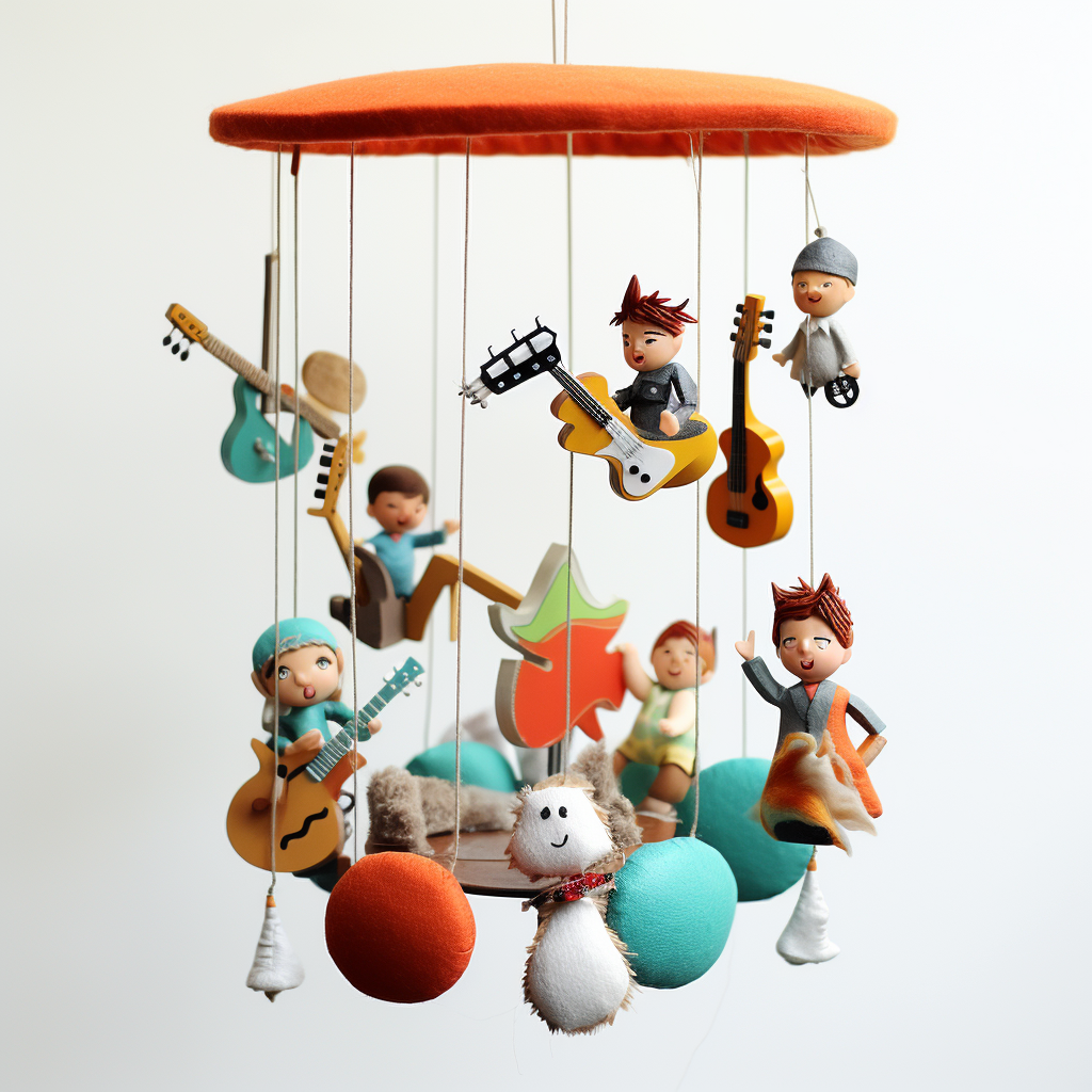 Colorful Baby Mobile with Rock and Roll Instruments