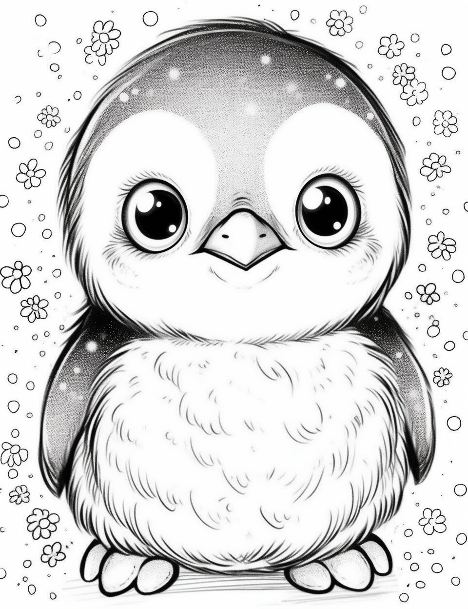 Baby Penguin Chibi with Large Eyes