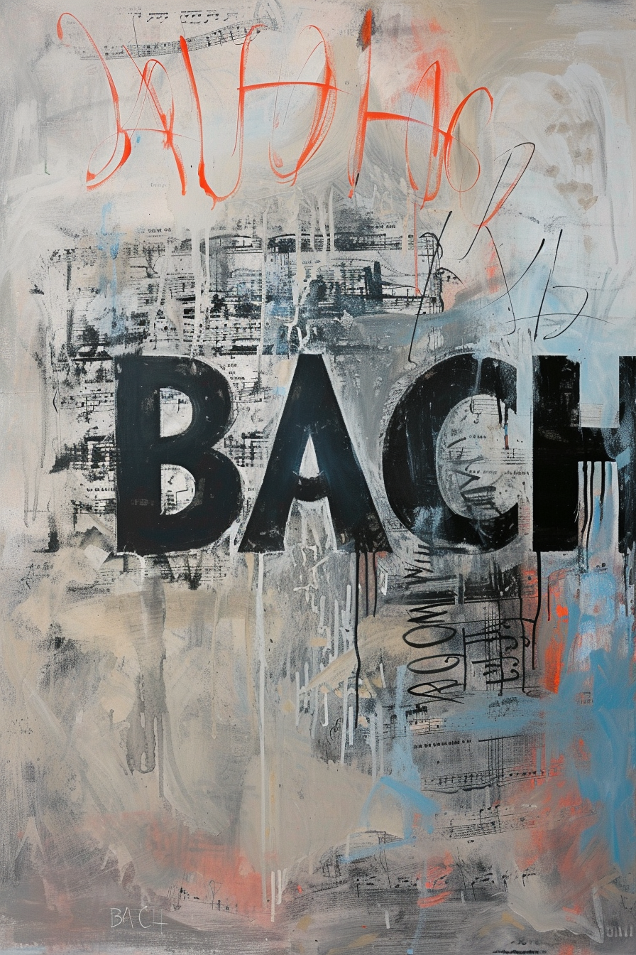 Typographic painting with  BACH  word