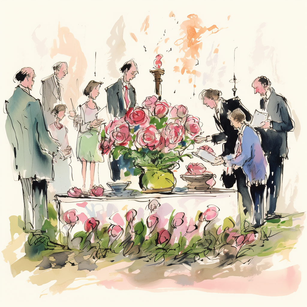 Illustration of a rose ceremony on The Bachelorette