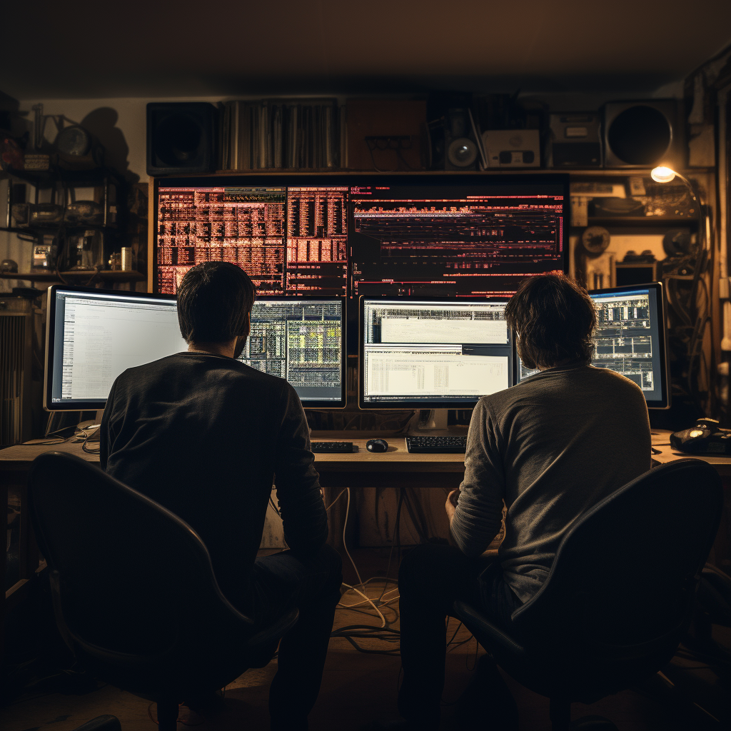 Two developers working on computer