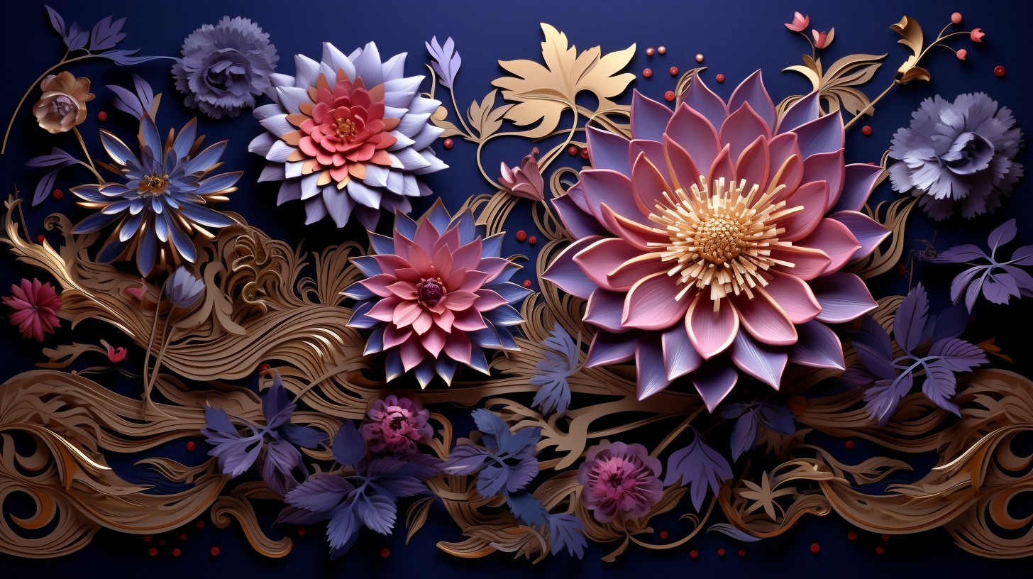 Floral papercut mystical magical background