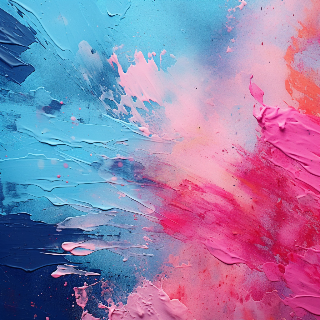 Background image with paint spatter and shades of blue and pink gradient