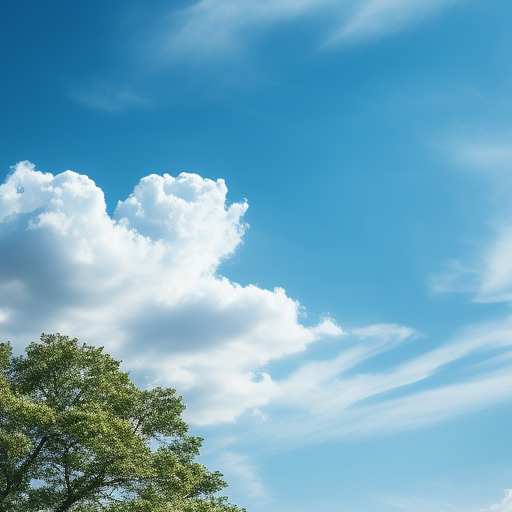 Tranquil summer scene with tree and blue sky