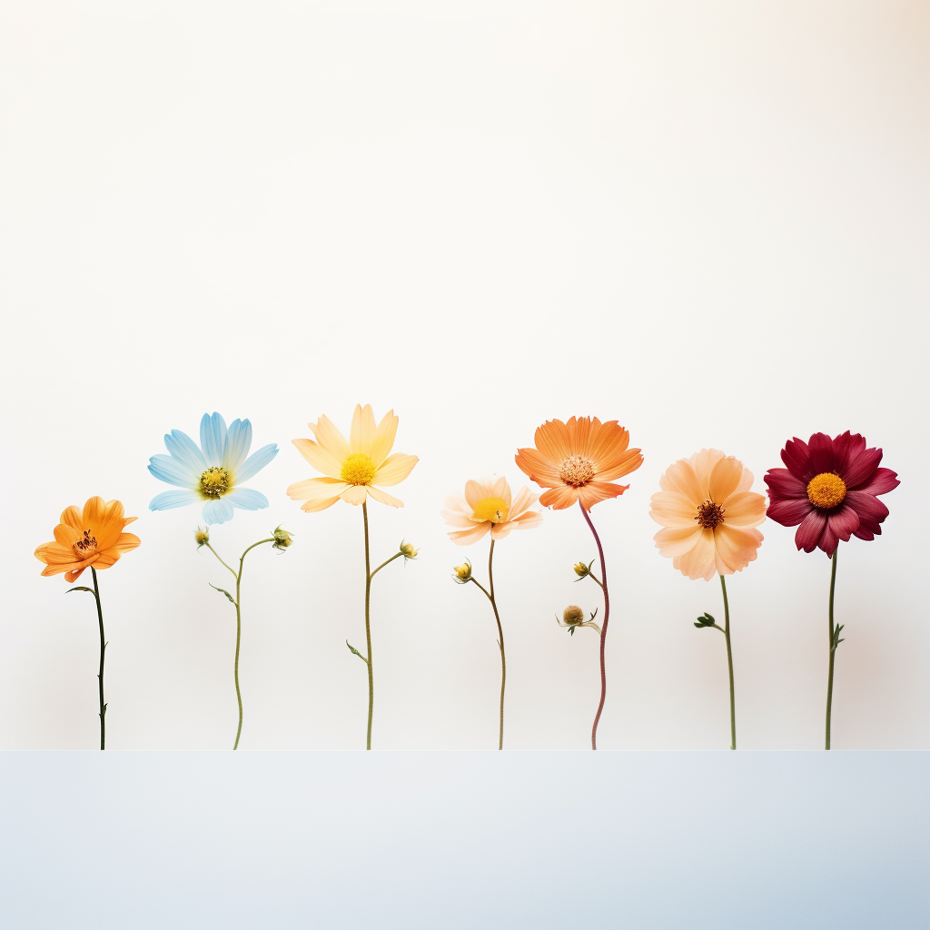 Backlit white flowers on white background