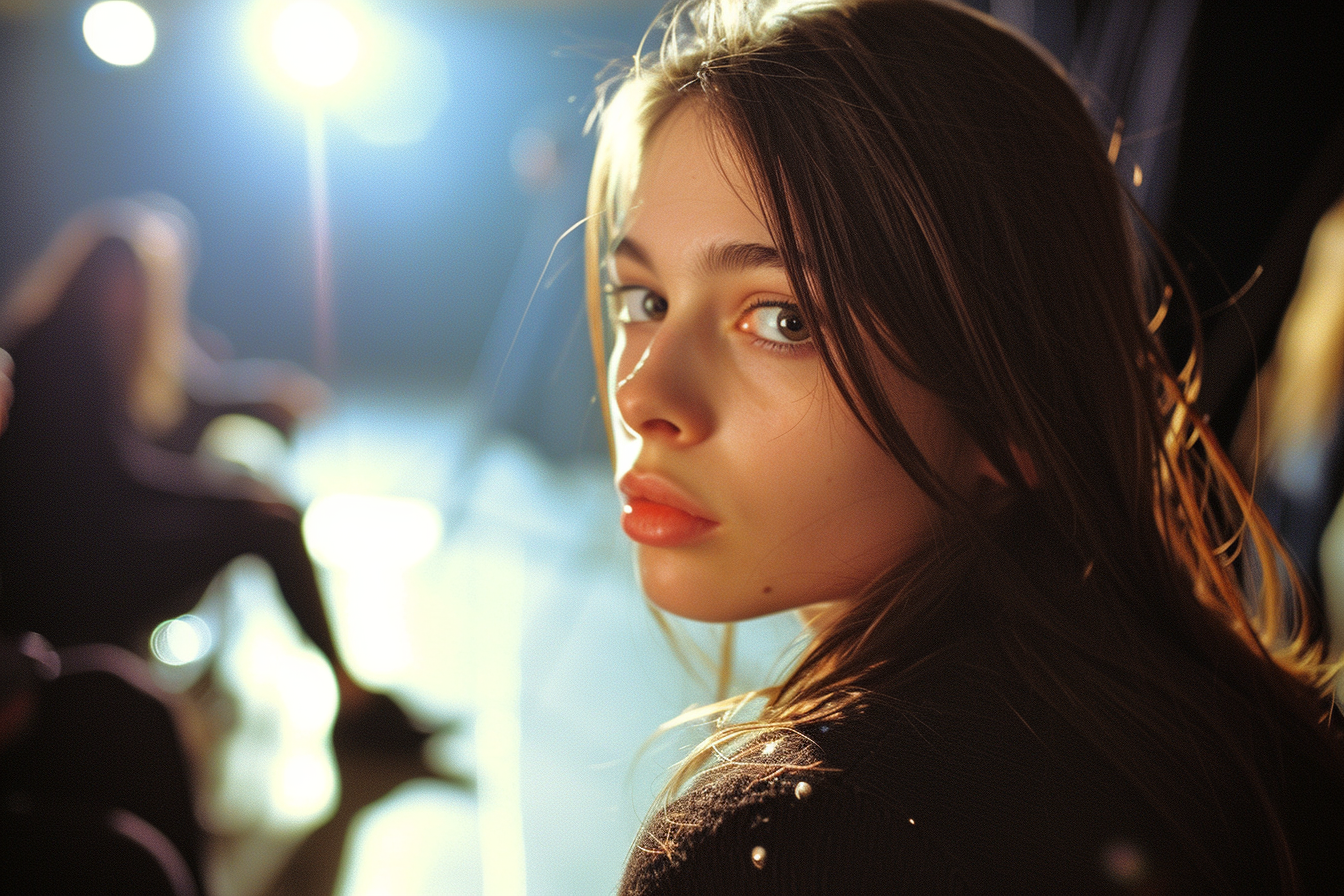 American female model backstage Gucci show