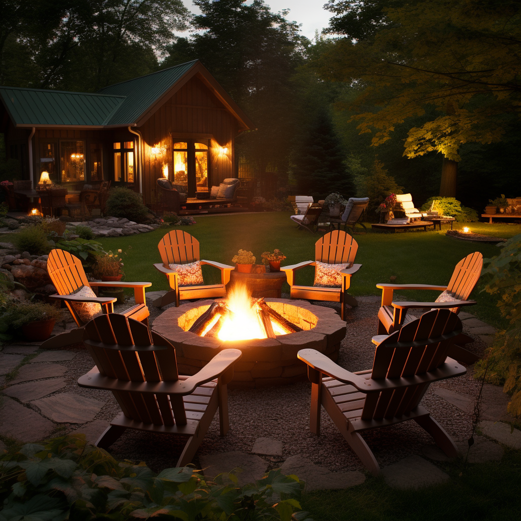 Outdoor seating around a fire pit