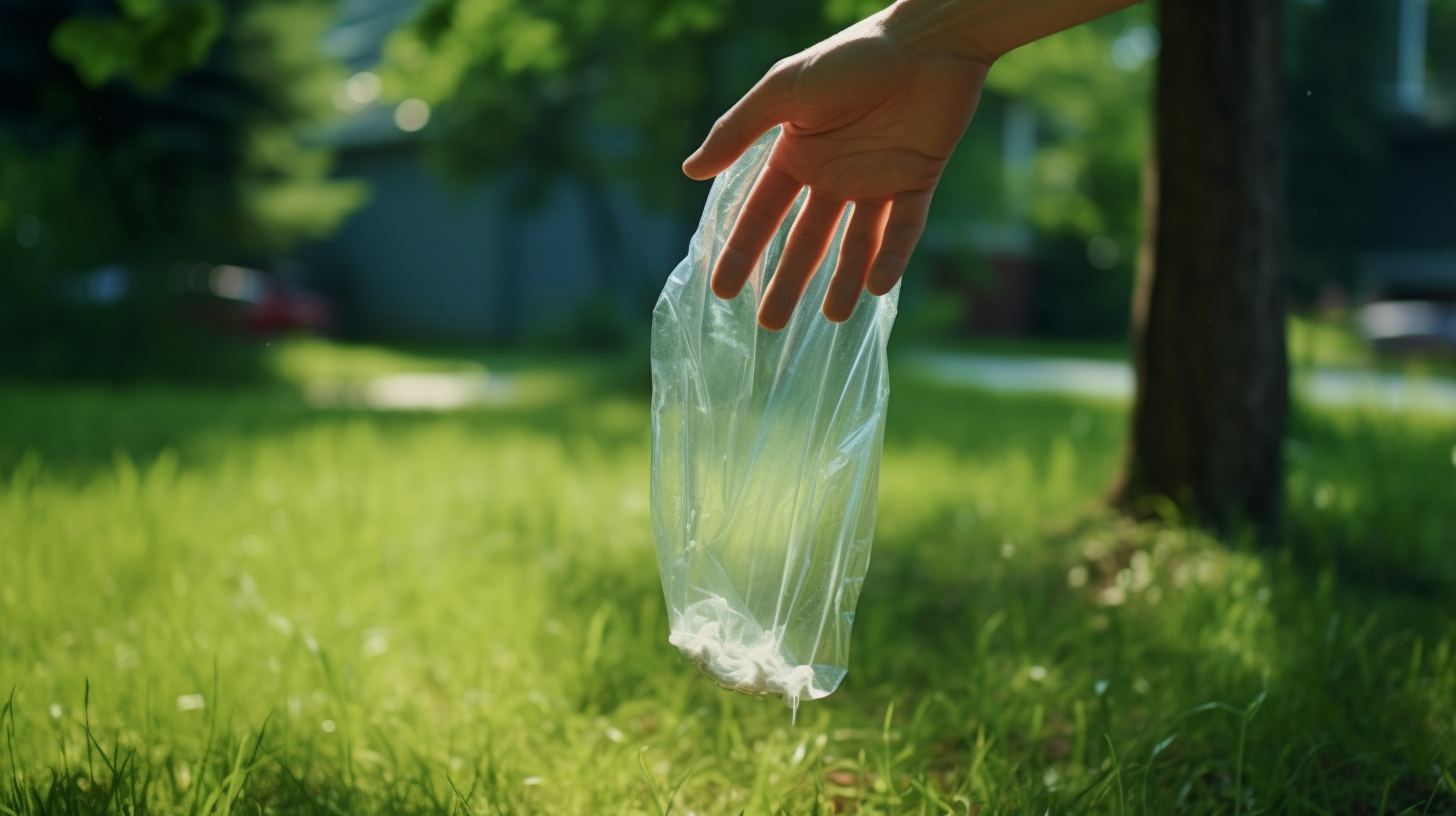 Hand reaching into plastic bag