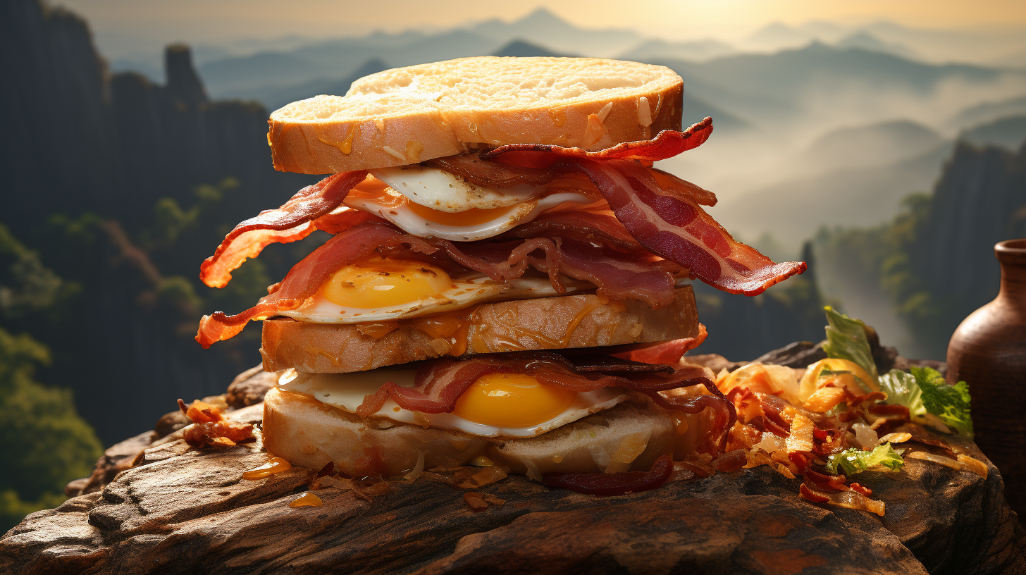 Bacon Egg Cheese Sandwich on Rock