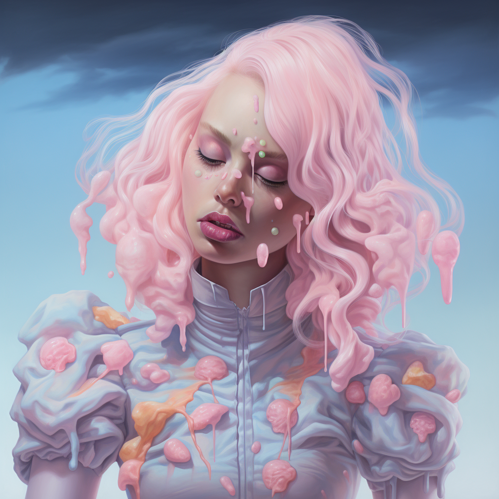 Image depicting bad omens in candy colors