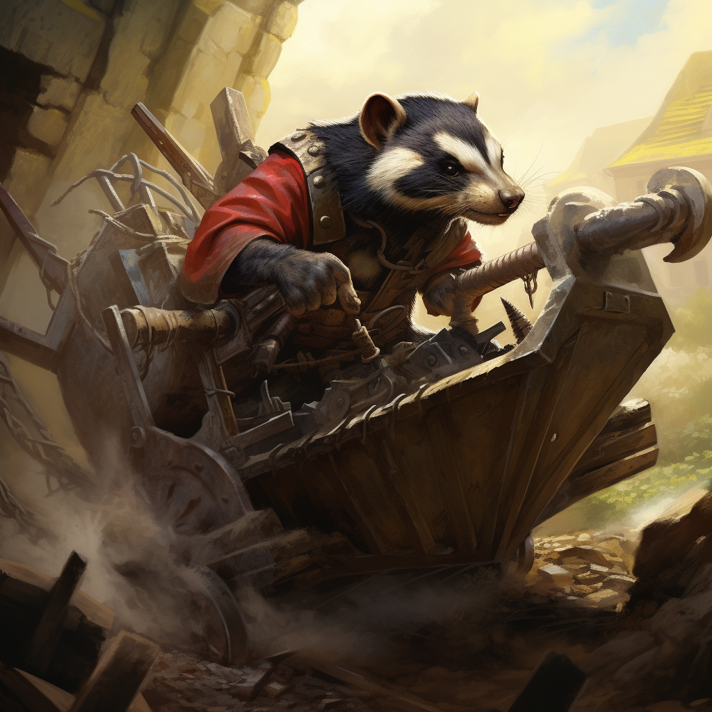 Cunning badger operating a catapult