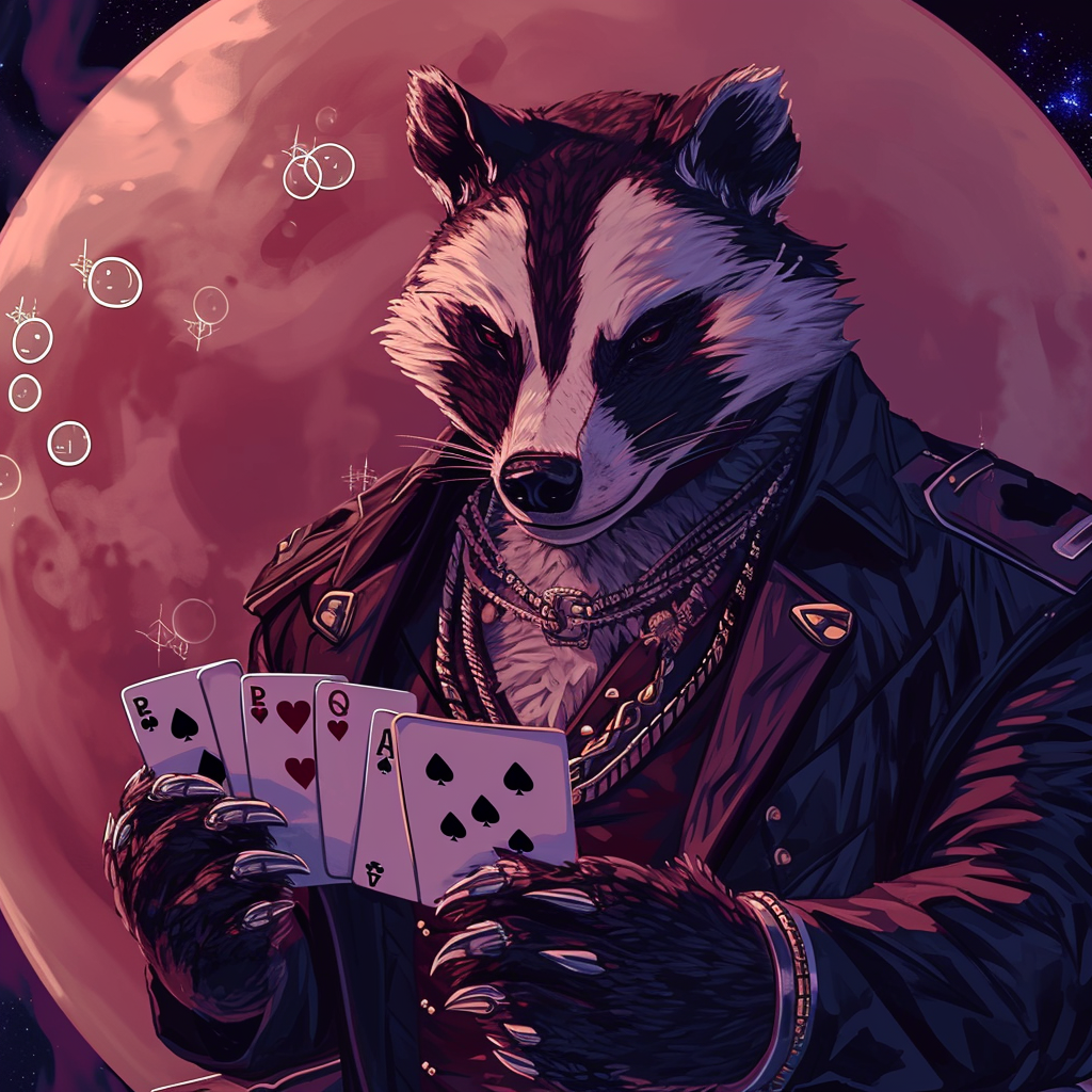 Badger Snake with Playing Cards in Nebula