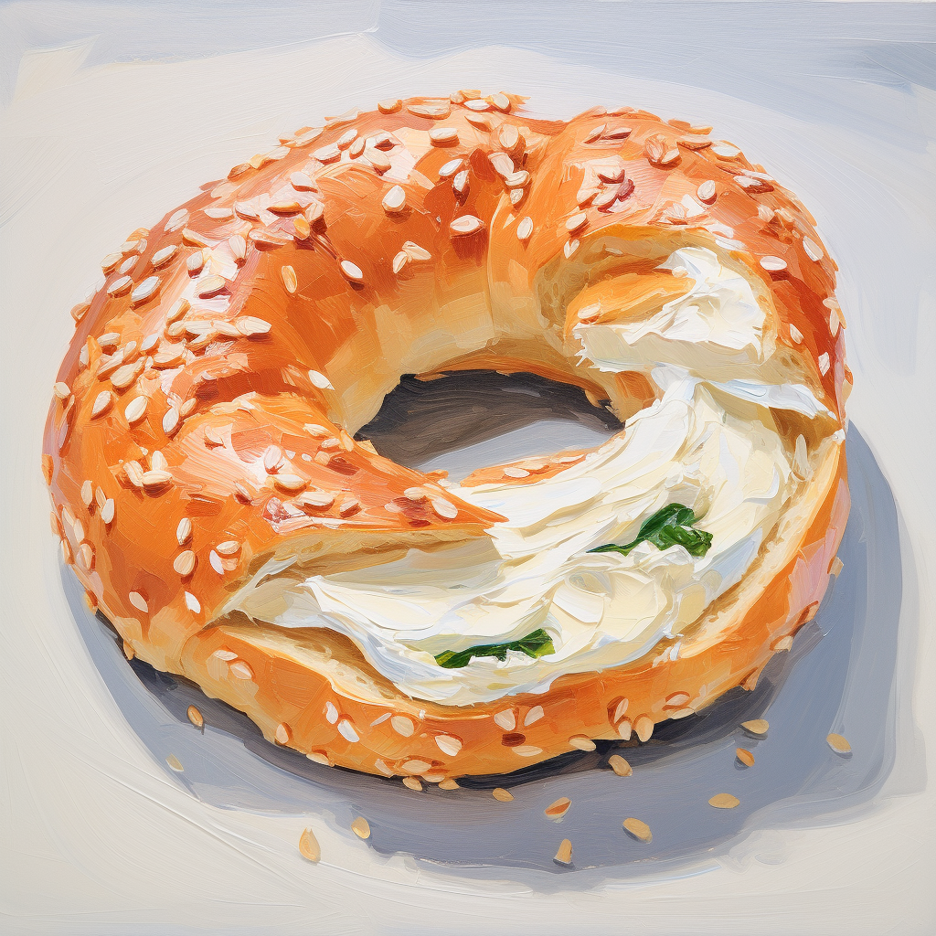 Bagel with Cream Cheese French Impressionist