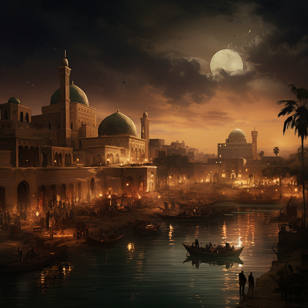 Beautiful digital illustration of Baghdad city