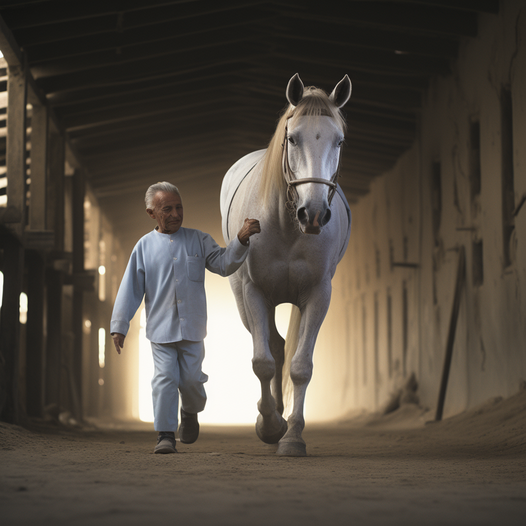 Bahrain grandfather and grandson holding hands