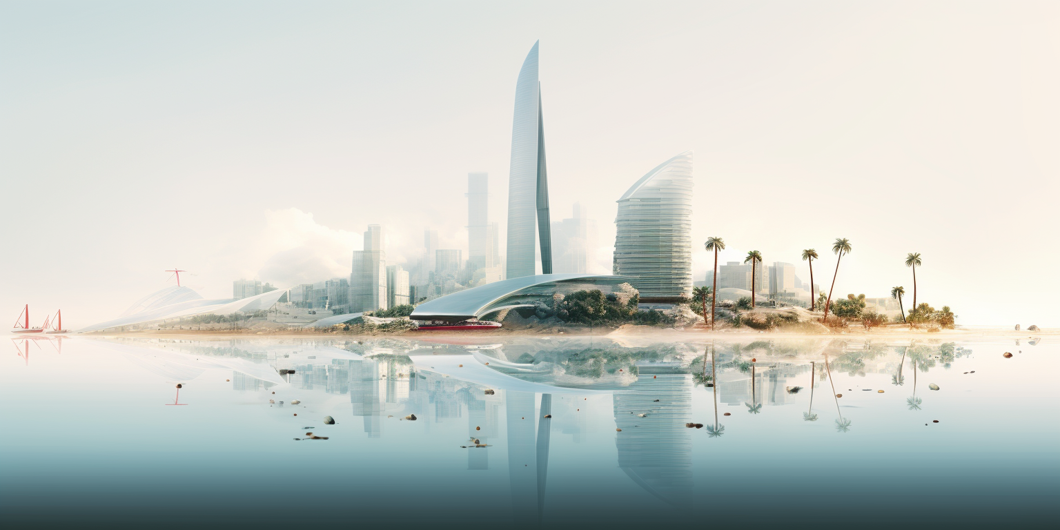 Photorealistic Bahrain World Trade Center Seaside Poster