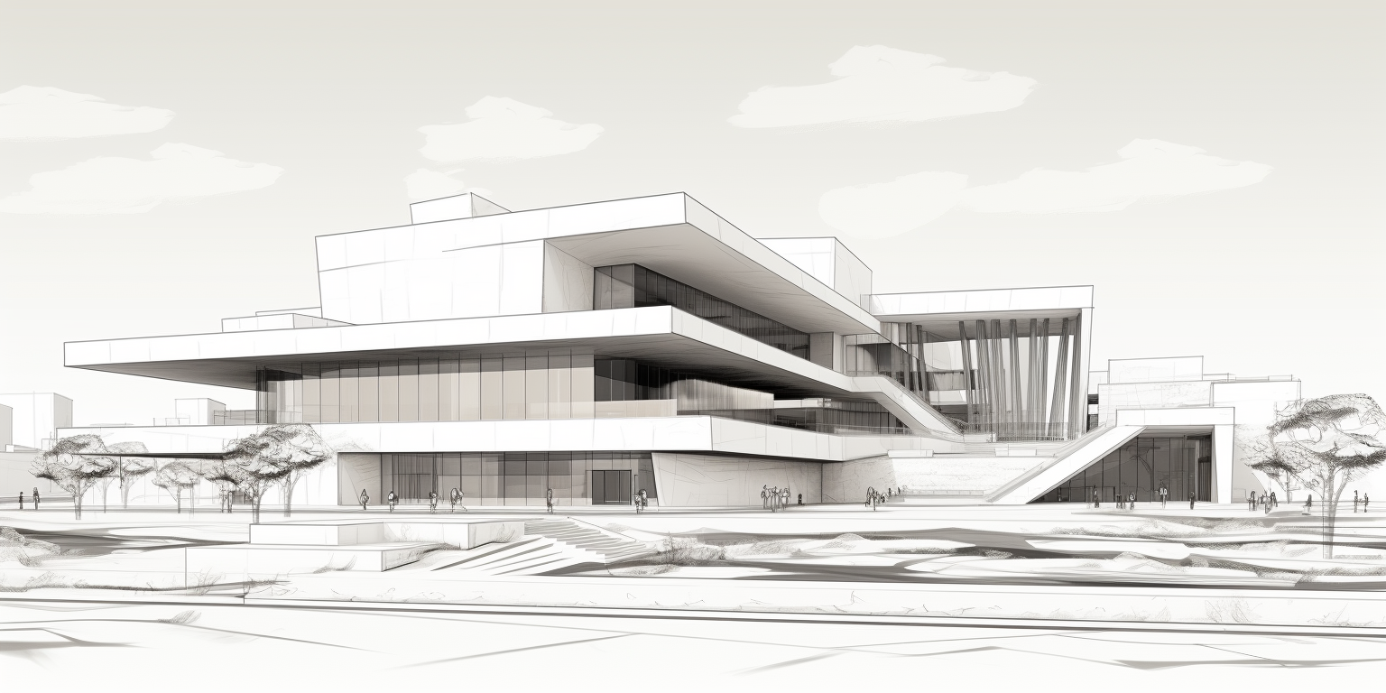 Hyper-realistic Bahrain National Theater Drawing