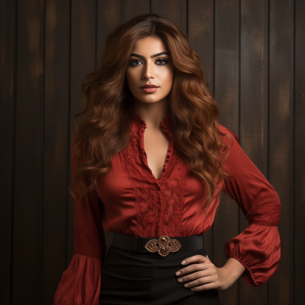 Fashionable Bahraini woman with auburn hair