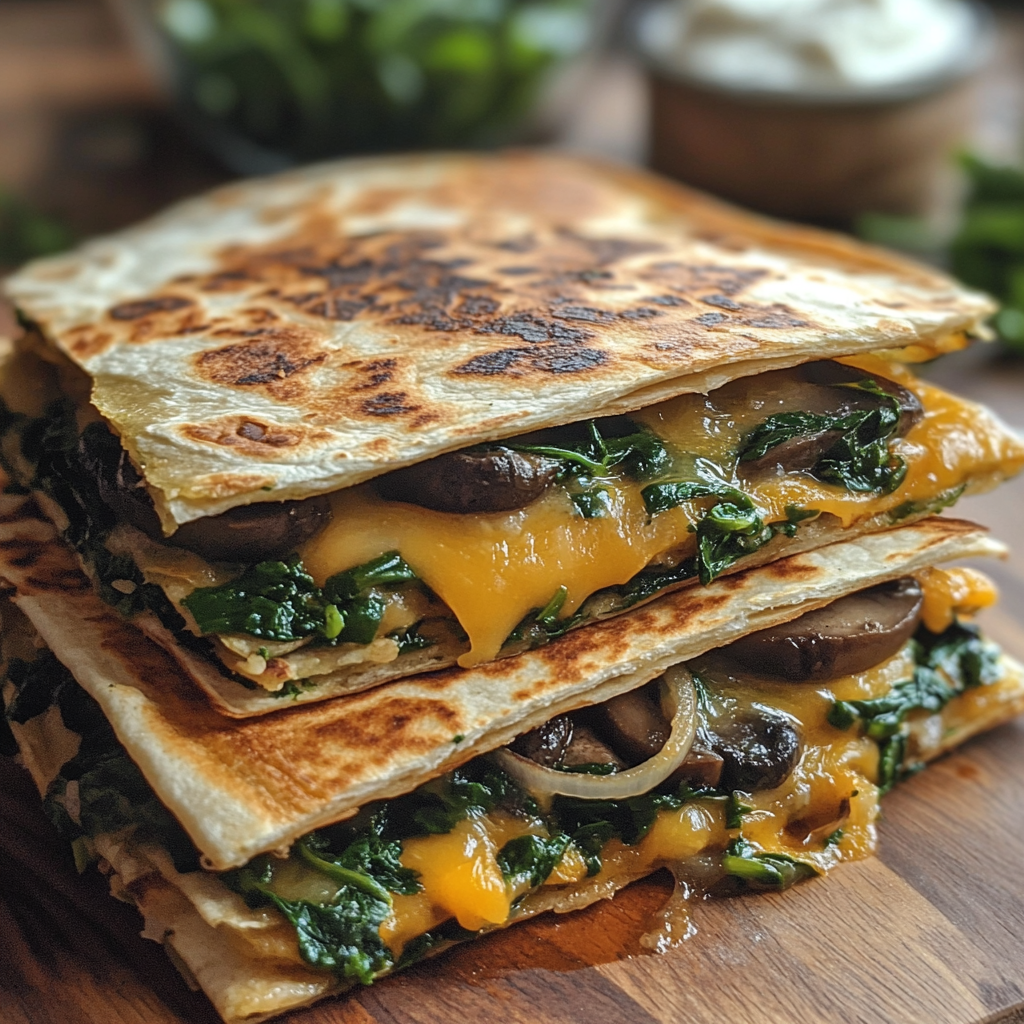 Spinach Mushroom Quesadillas Recipe Image