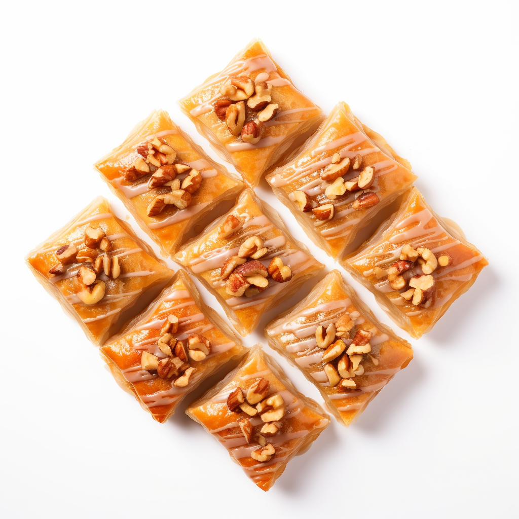 Mouthwatering baklava on white background