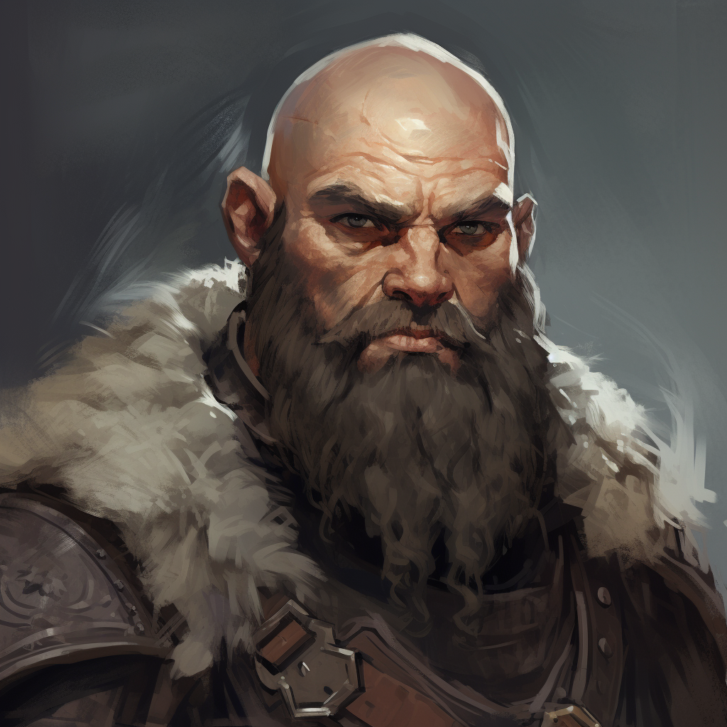 Concept art of a bald barbarian halfling