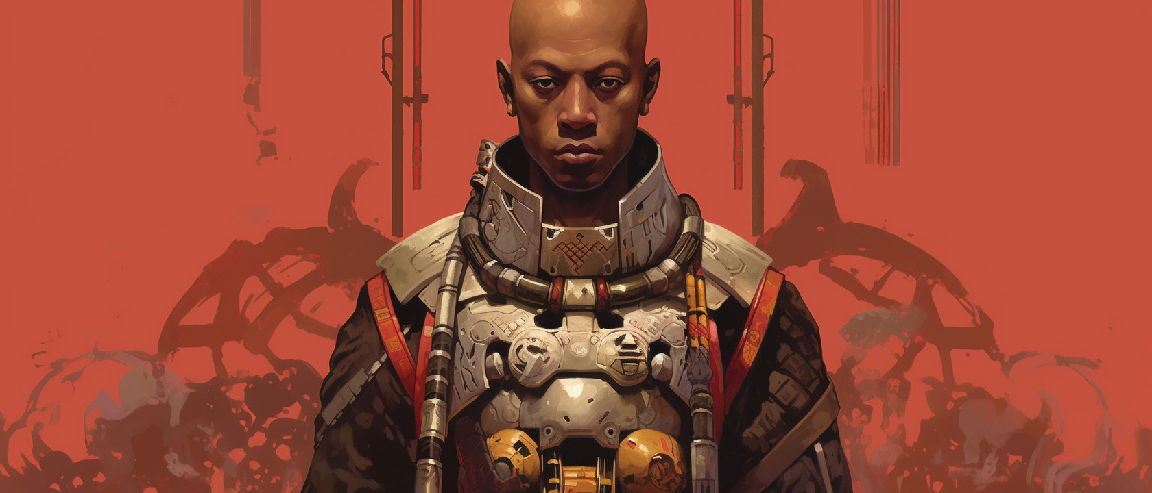 Bald Black Male Samurai Illustration