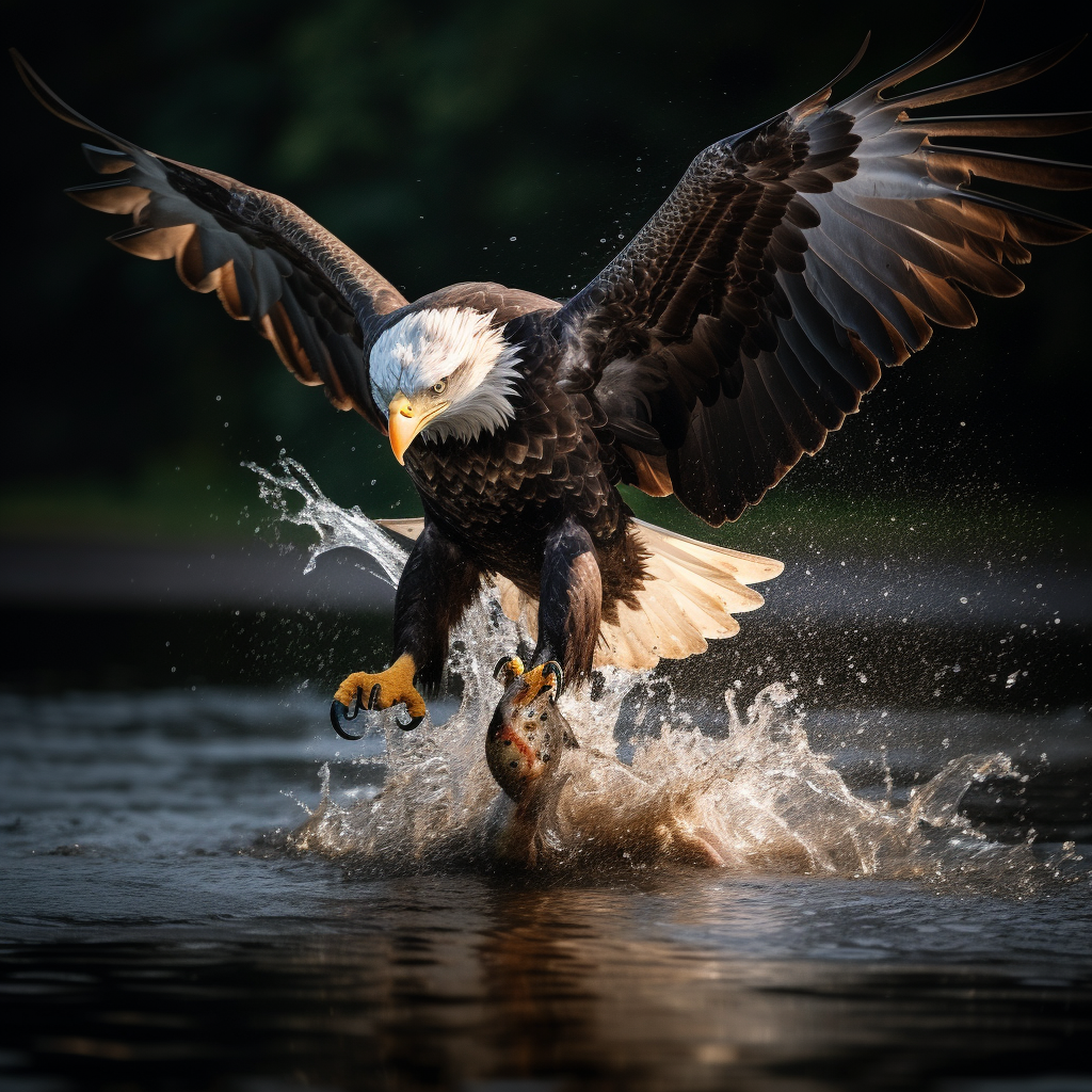 Beautiful Bald Eagle with Bluegill Catch