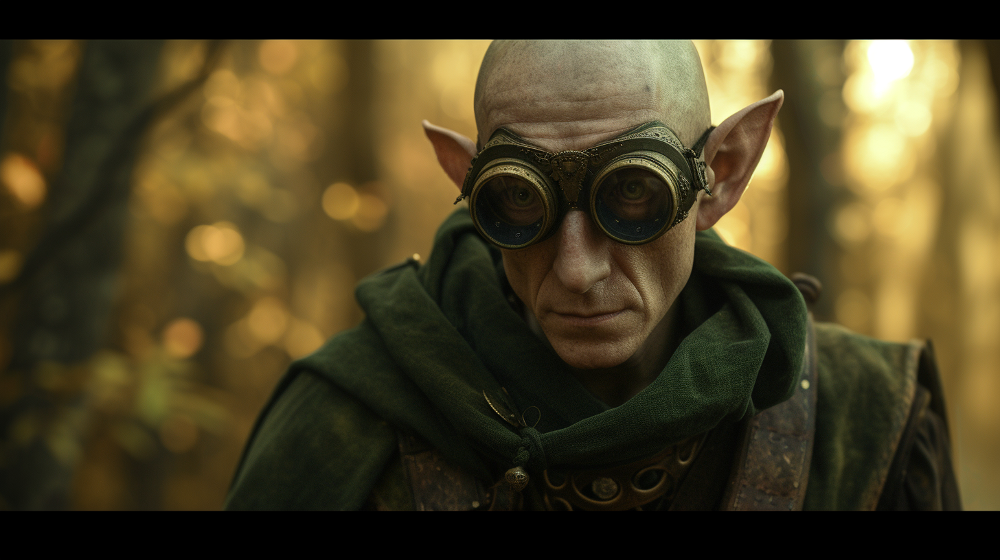 Bald elf in twilight forest