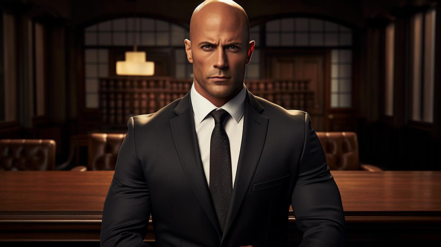 Bald handsome muscular man lawyer