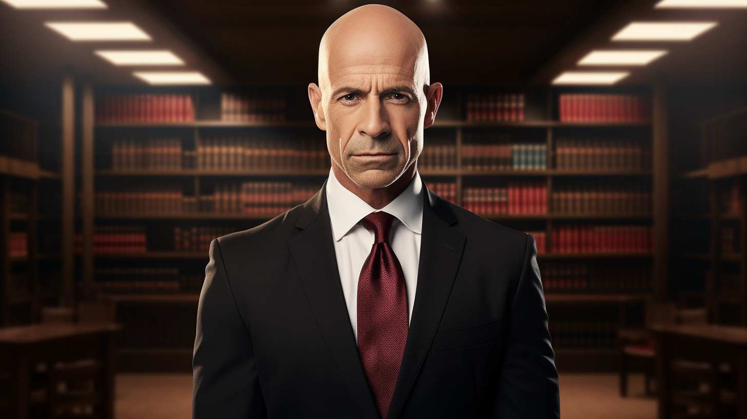 Bald man lawyer in law tv series