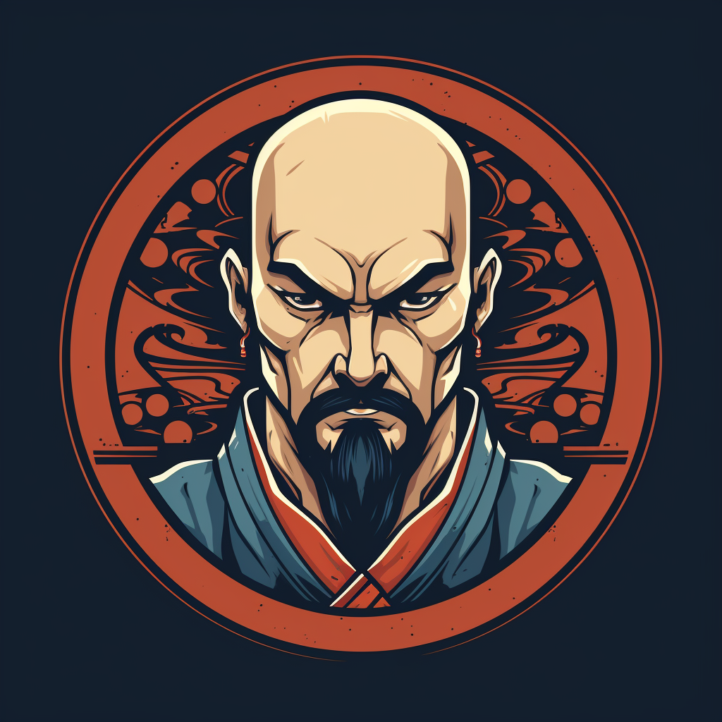 Bald Samurai with Short Beard Logo